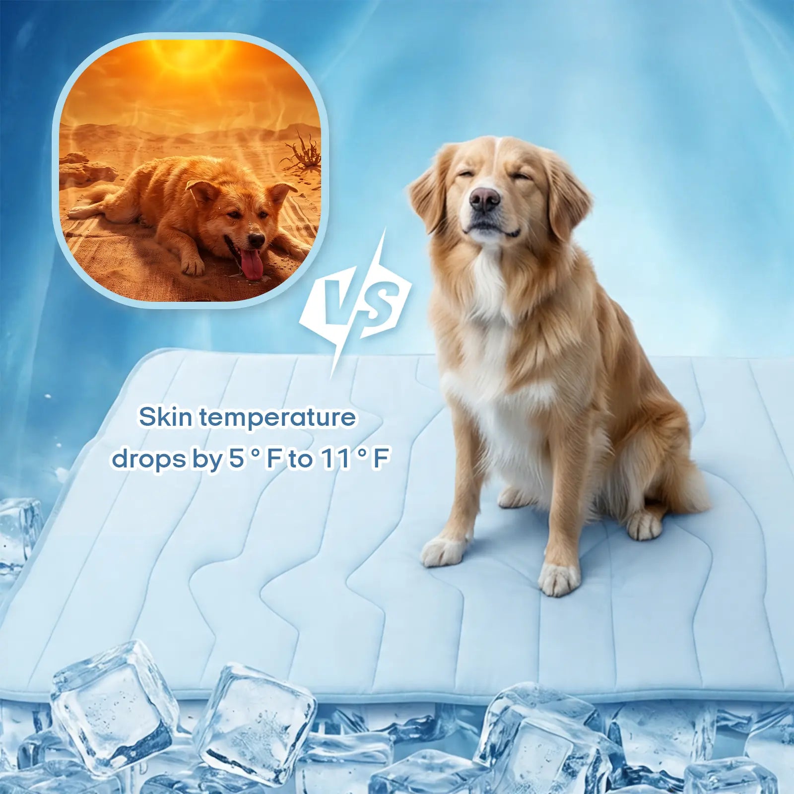 Vagascape Eco-Friendly Cooling Pet Mat for Large Dogs and Cats - Portable, Machine Washable, Durable Cooling Pad for Indoor and Outdoor Use