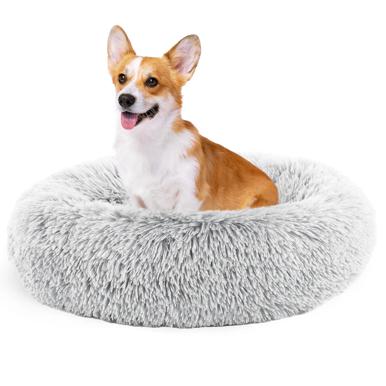 Sweetcrispy Premium Soothing Donut Pet Bed for Cats and Dogs | Machine-Washable Cozy Nest | Plush Waterproof Faux Fur | Non-Slip Base for Small Breeds