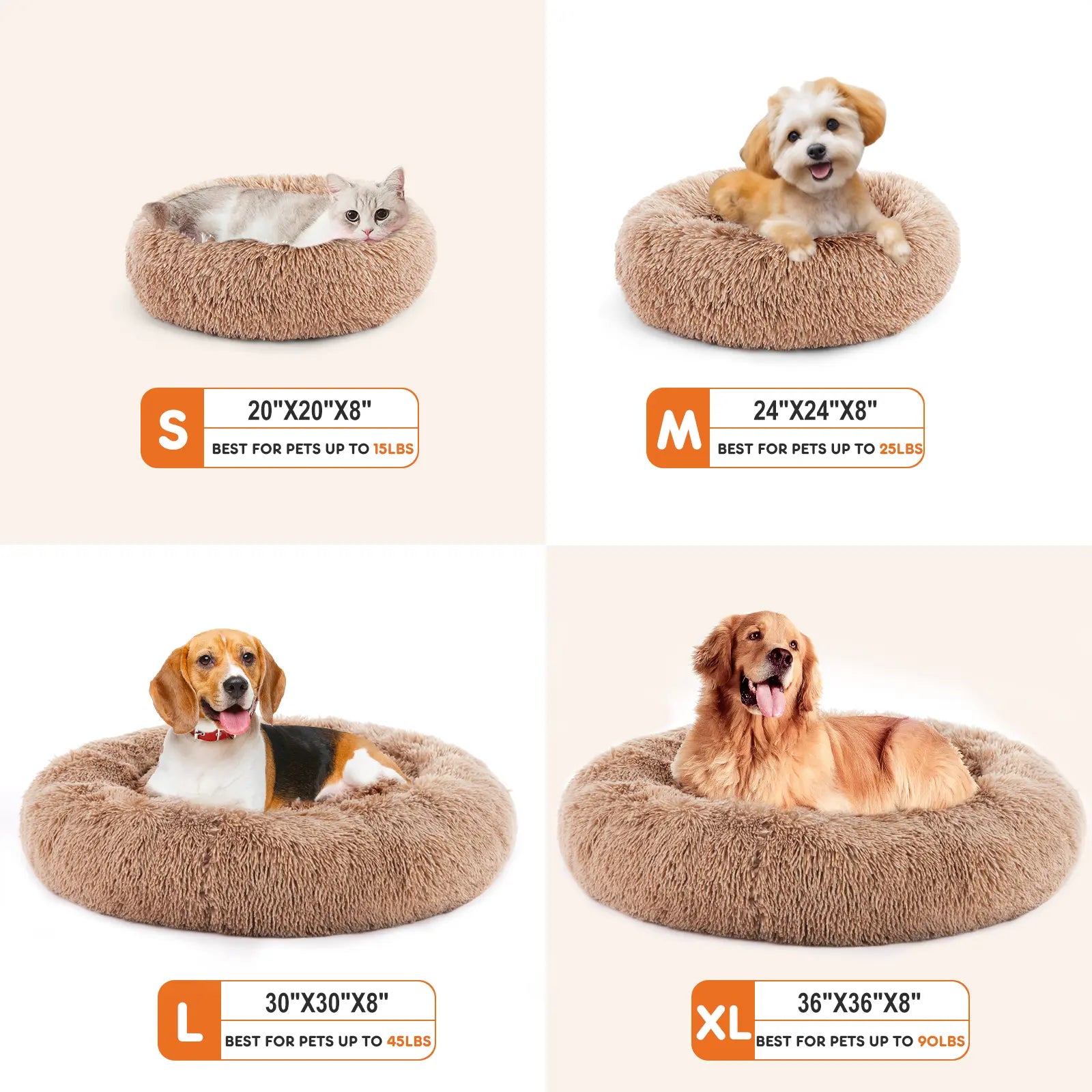 Sweetcrispy Premium Soothing Donut Pet Bed for Cats and Dogs | Machine-Washable Cozy Nest | Plush Waterproof Faux Fur | Non-Slip Base for Small Breeds