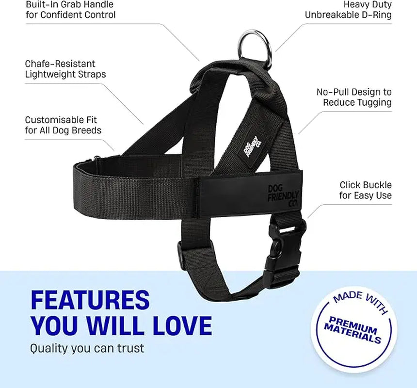Dog Friendly Co. No-Pull Harness - Easy Fit Design for All Dogs - Comfortable, Secure, and Chafe-Resistant Adjustable Straps