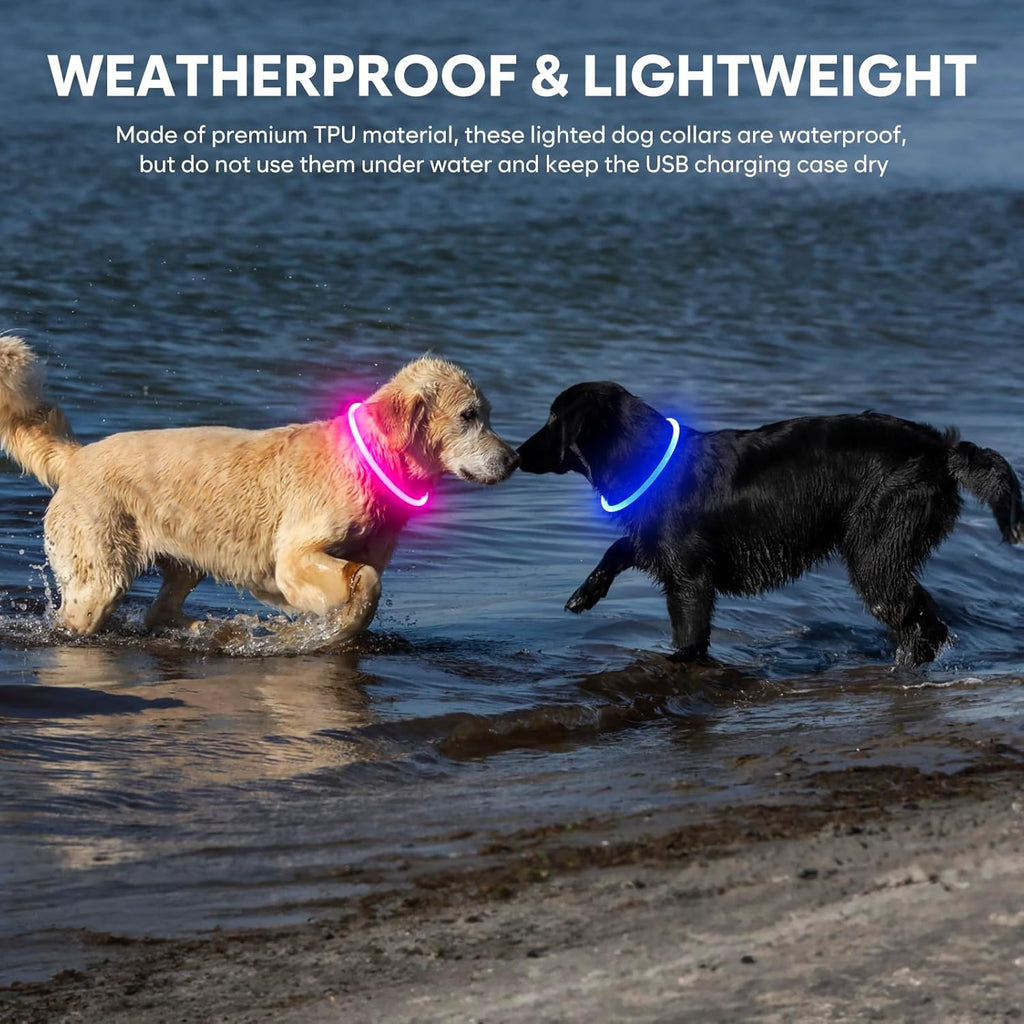 Illuminate Your Dog's Safety with Our Waterproof LED Pink Dog Collar - Rechargeable, Cuttable, and Perfect for Night Walks!