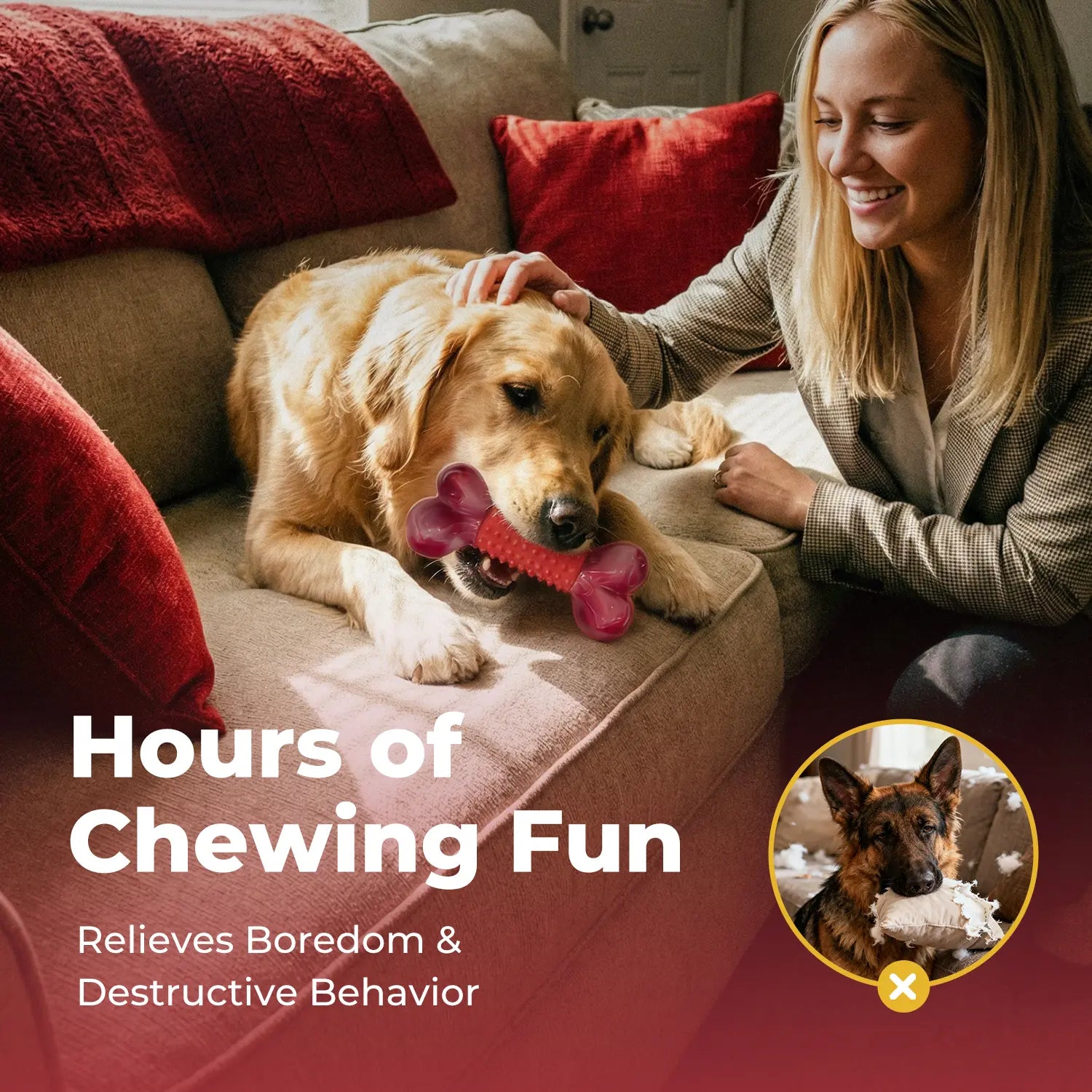 Apasiri Indestructible Chew Toy for Large Breeds - Durable Interactive Toy for Strong Dogs and Dental Health
