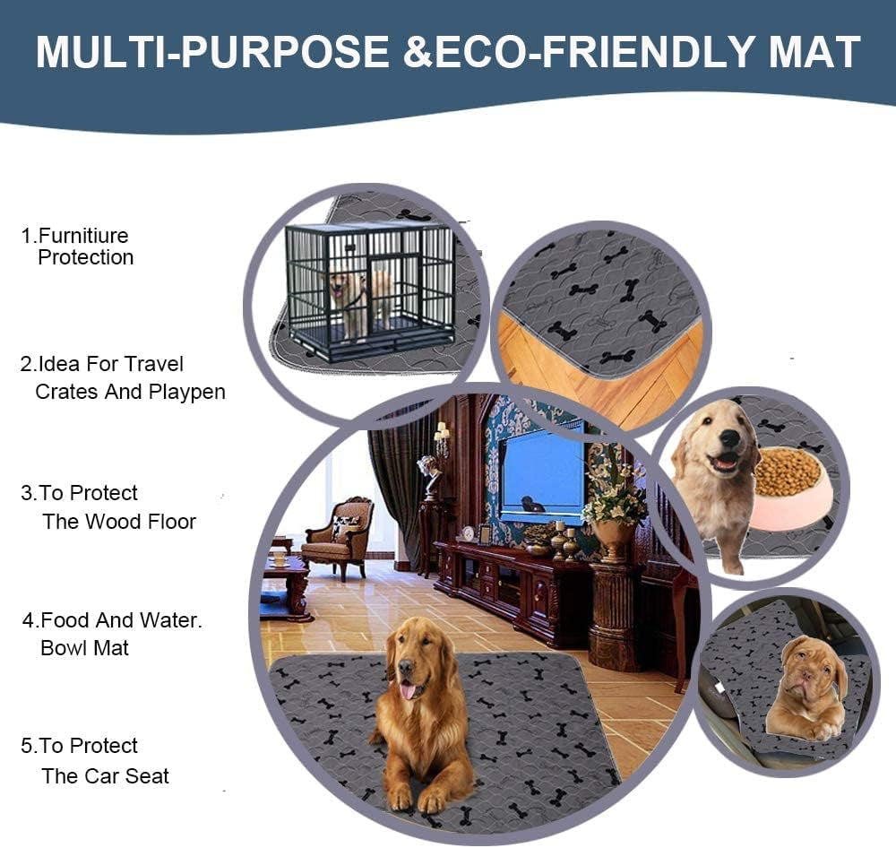 Ultimate Washable Dog Pee Pads with Free Grooming Gloves - Non-Slip, Super Absorbent, and Reusable for Training and Whelping
