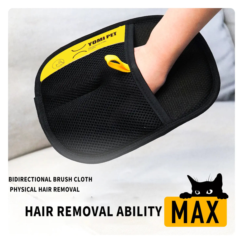 YOMI PET Electrostatic Hair Removal Gloves - Dual-Sided Brush for Effective Cat and Dog Hair Grooming and Cleaning