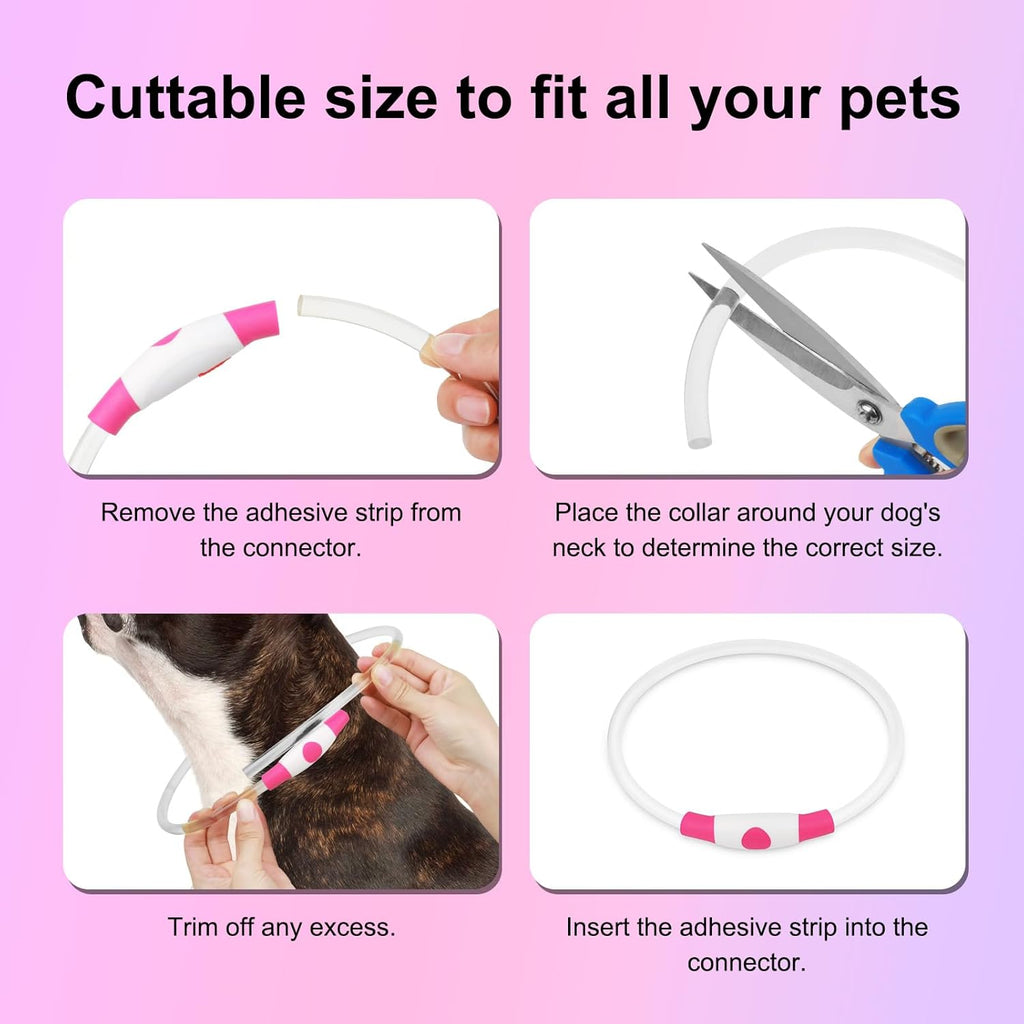 Illuminate Your Dog's Safety with Our Waterproof LED Pink Dog Collar - Rechargeable, Cuttable, and Perfect for Night Walks!
