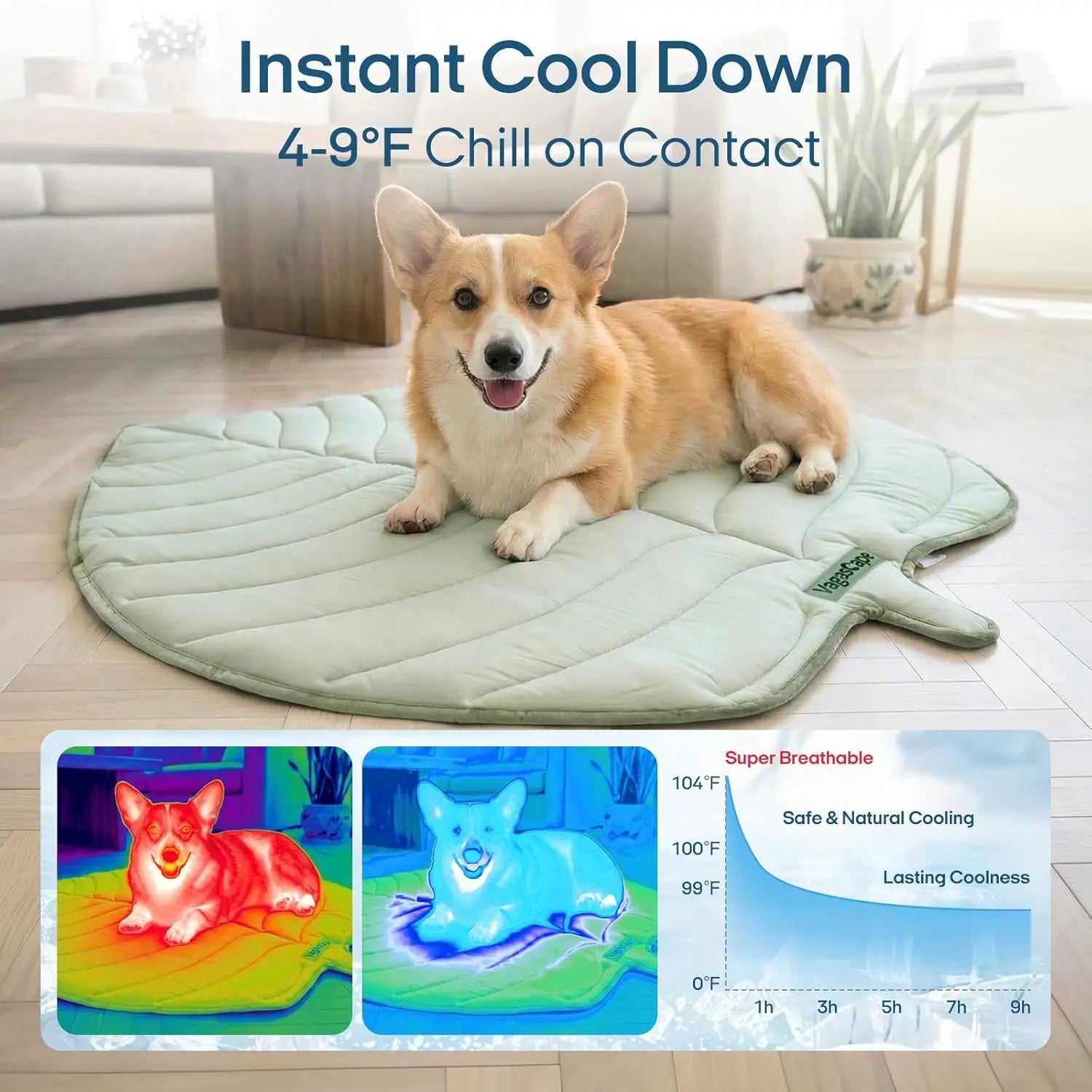 Vagascape Eco-Friendly Cooling Pet Mat for Large Dogs and Cats - Portable, Machine Washable, Durable Cooling Pad for Indoor and Outdoor Use