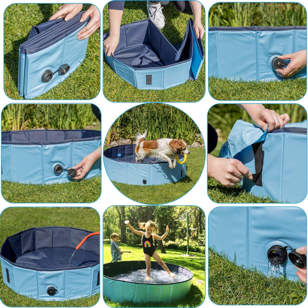 Ultimate Foldable Dog Pool - Collapsible Anti-Slip PVC Bathtub for Large Dogs and Kids - Perfect for Summer Fun!