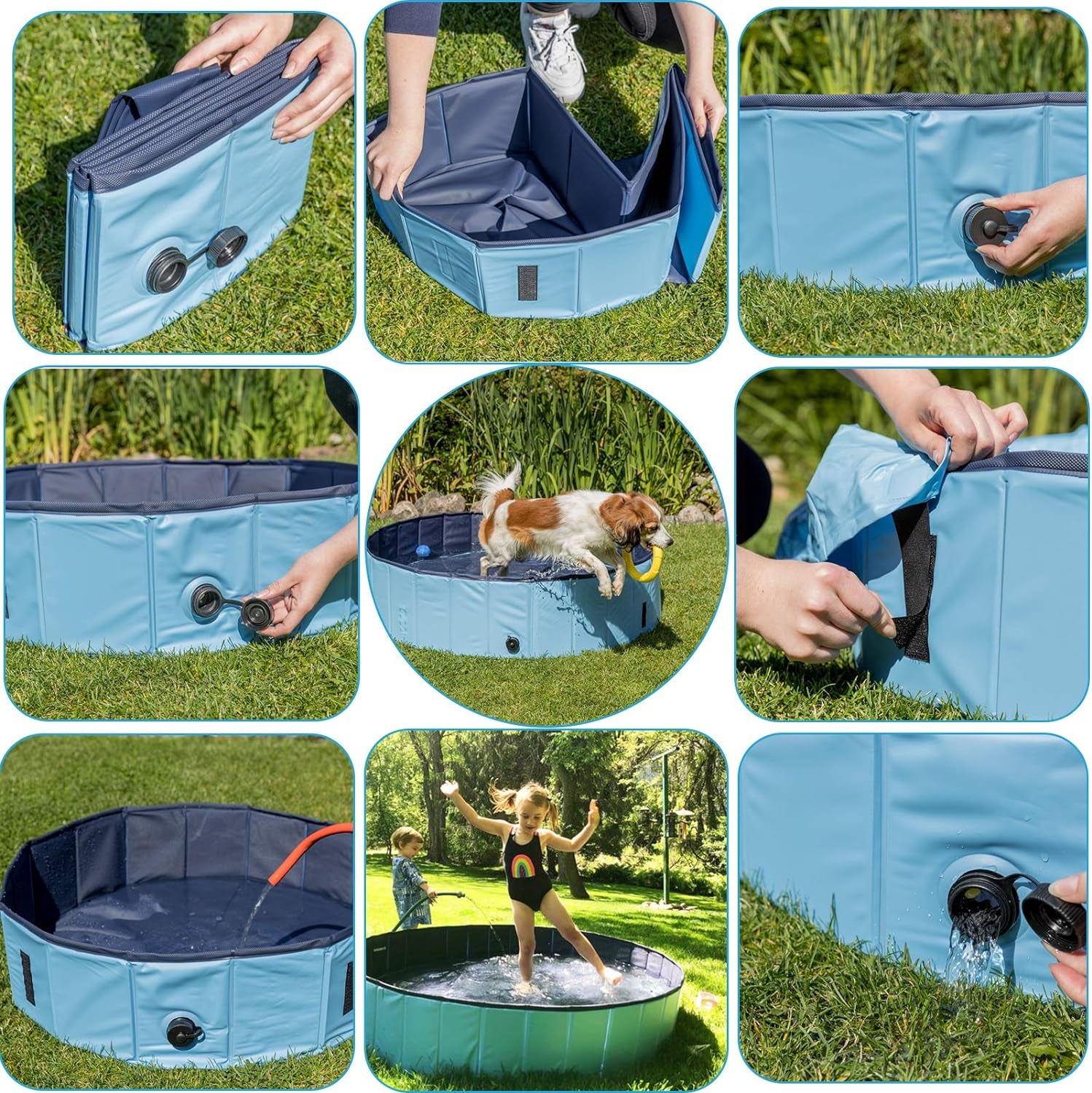 Ultimate Foldable Dog Pool - Collapsible Anti-Slip PVC Bathtub for Large Dogs and Kids - Perfect for Summer Fun!
