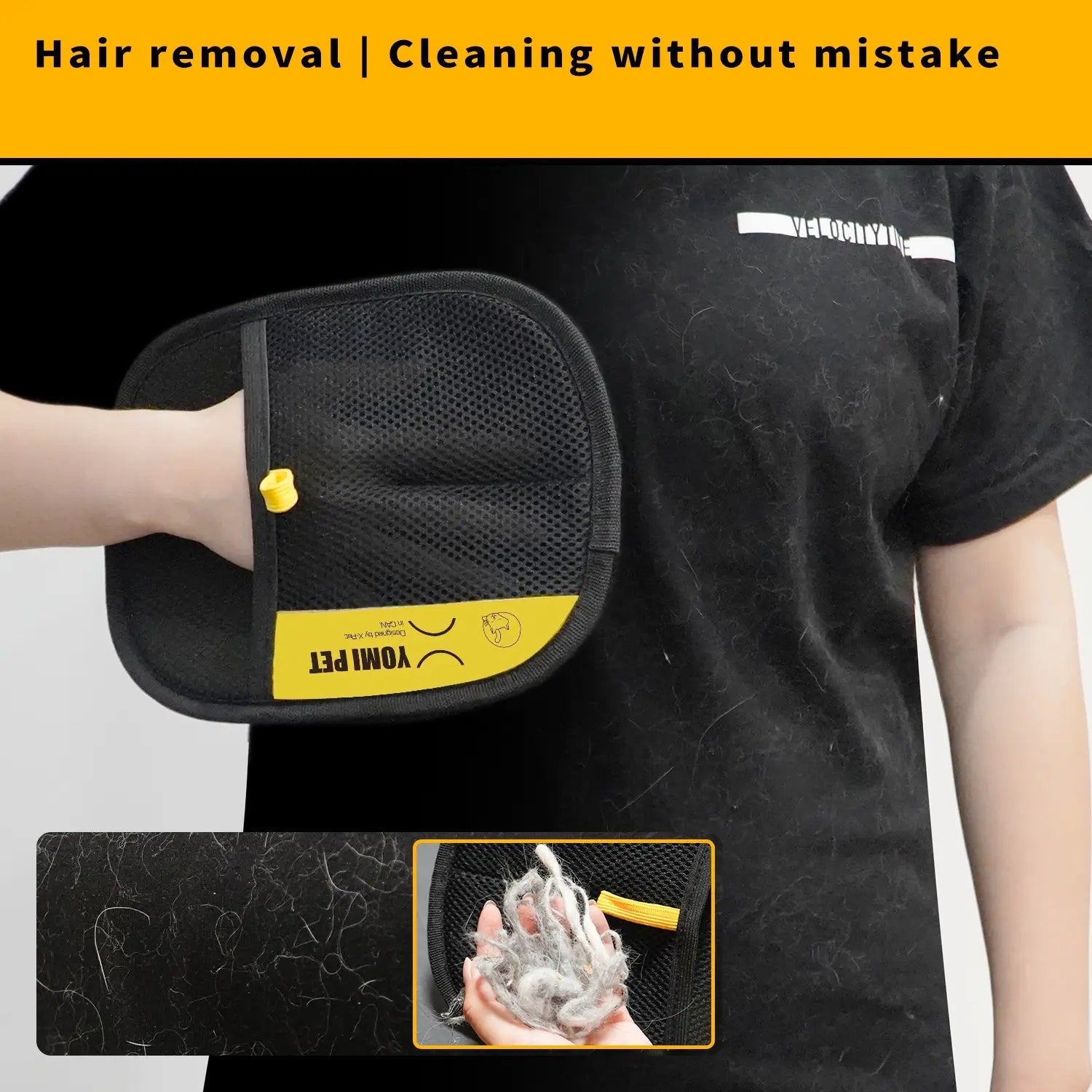 YOMI PET Electrostatic Hair Removal Gloves - Dual-Sided Brush for Effective Cat and Dog Hair Grooming and Cleaning