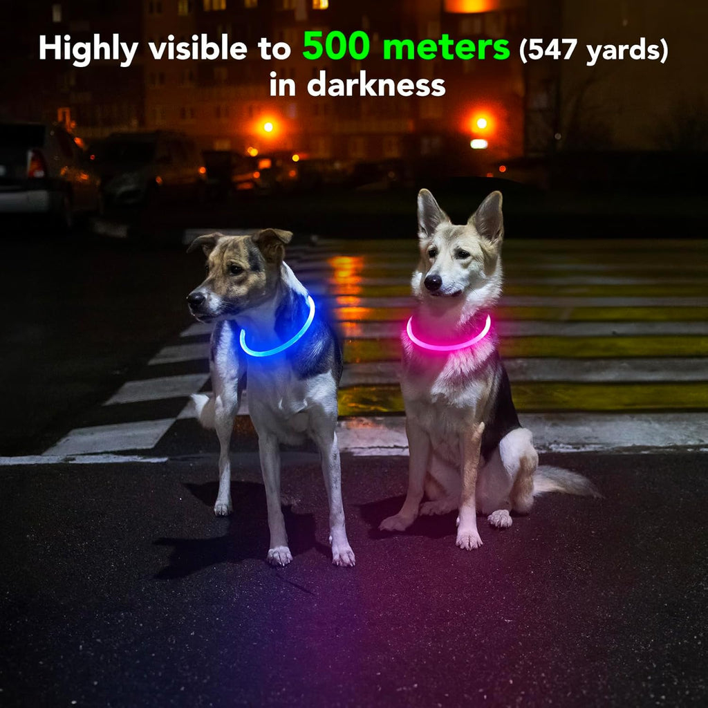 Illuminate Your Dog's Safety with Our Waterproof LED Pink Dog Collar - Rechargeable, Cuttable, and Perfect for Night Walks!