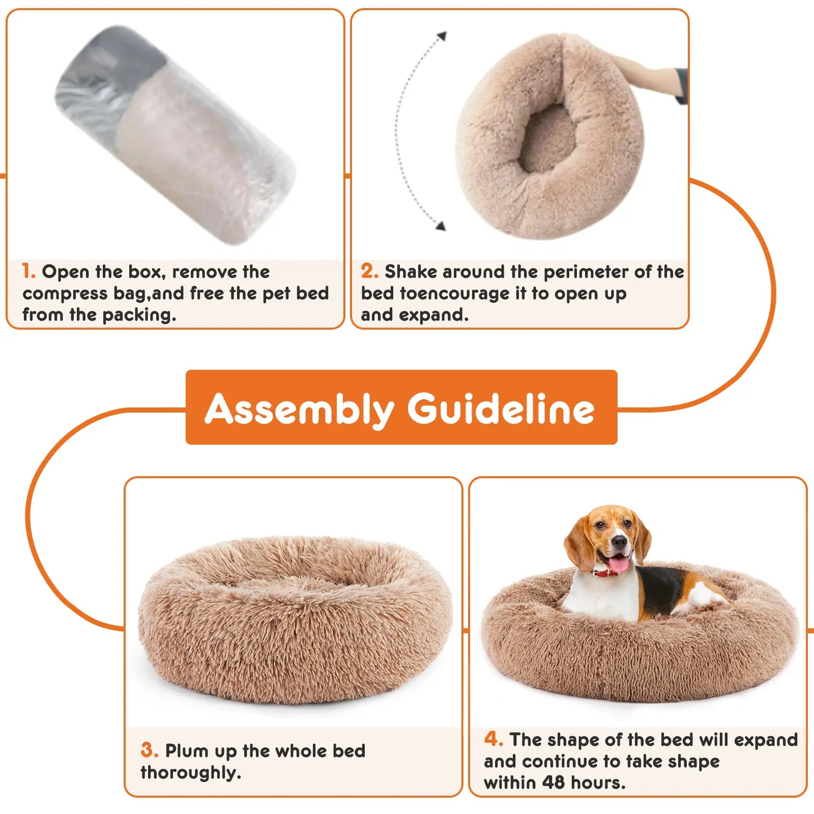 Sweetcrispy Premium Soothing Donut Pet Bed for Cats and Dogs | Machine-Washable Cozy Nest | Plush Waterproof Faux Fur | Non-Slip Base for Small Breeds