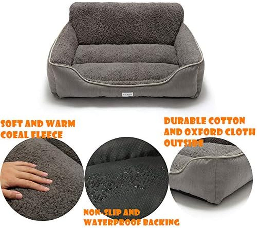 Cozy and Stylish Rectangle Dog Bed for All Breeds - Washable, Anti-Slip, Perfect for Small, Medium, and Large Dogs (Medium, Grey)