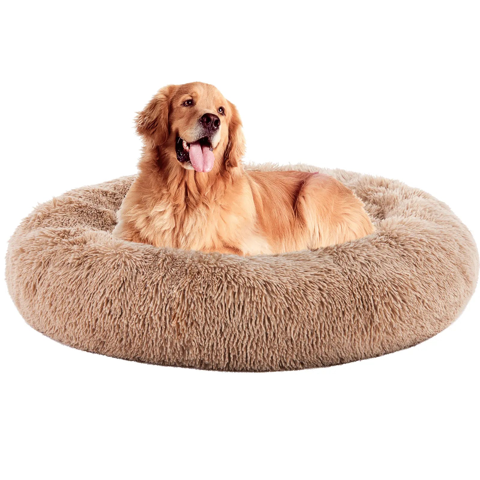 Sweetcrispy Premium Soothing Donut Pet Bed for Cats and Dogs | Machine-Washable Cozy Nest | Plush Waterproof Faux Fur | Non-Slip Base for Small Breeds
