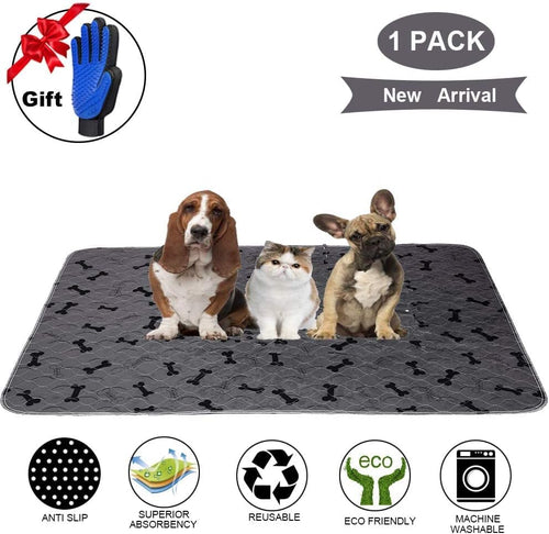 Ultimate Washable Dog Pee Pads with Free Grooming Gloves - Non-Slip, Super Absorbent, and Reusable for Training and Whelping