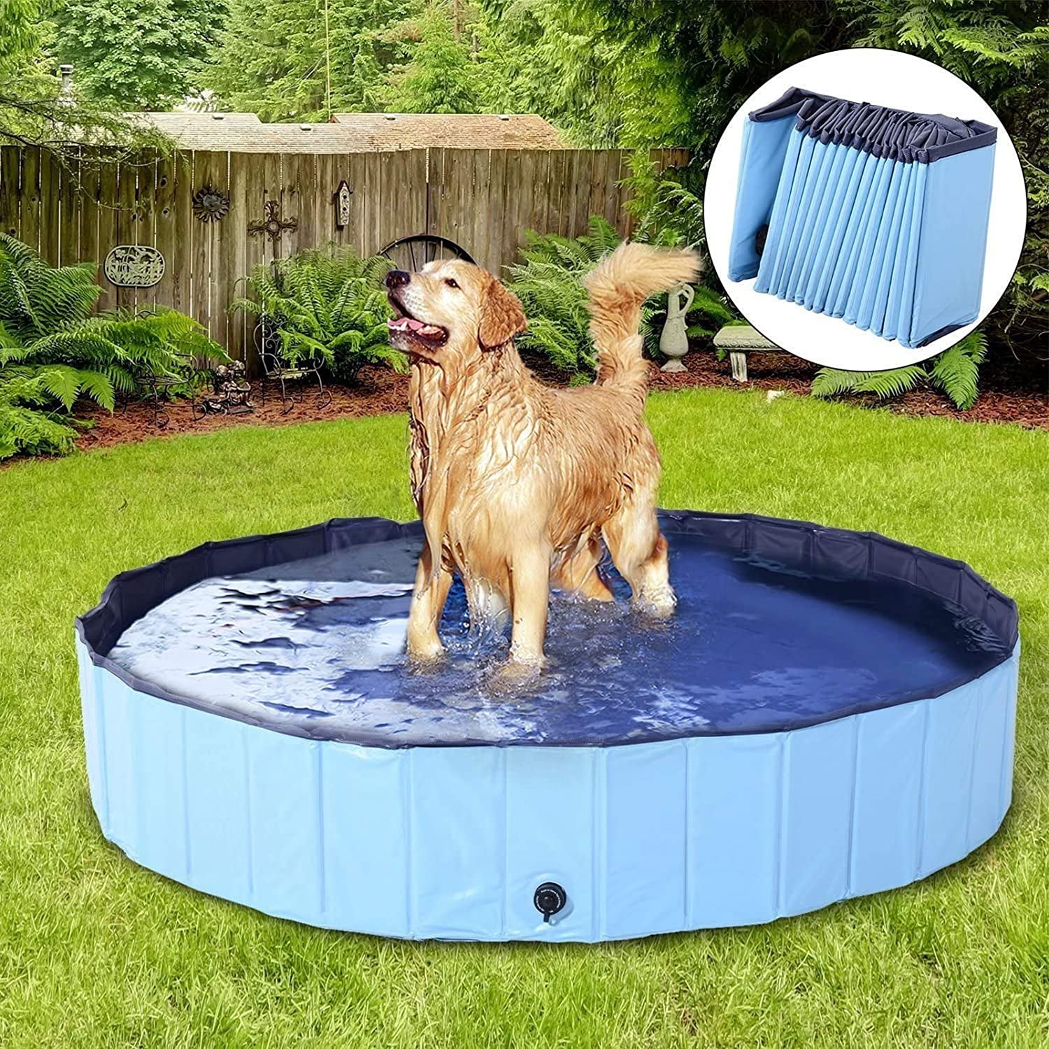 Ultimate Foldable Dog Pool - Collapsible Anti-Slip PVC Bathtub for Large Dogs and Kids - Perfect for Summer Fun!