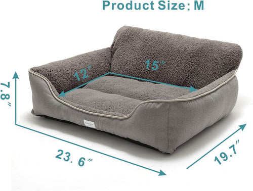 Cozy and Stylish Rectangle Dog Bed for All Breeds - Washable, Anti-Slip, Perfect for Small, Medium, and Large Dogs (Medium, Grey)