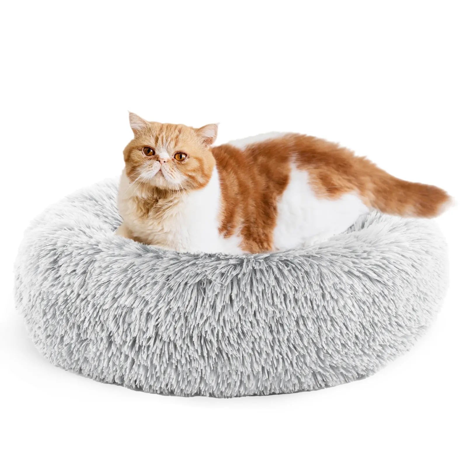 Sweetcrispy Premium Soothing Donut Pet Bed for Cats and Dogs | Machine-Washable Cozy Nest | Plush Waterproof Faux Fur | Non-Slip Base for Small Breeds