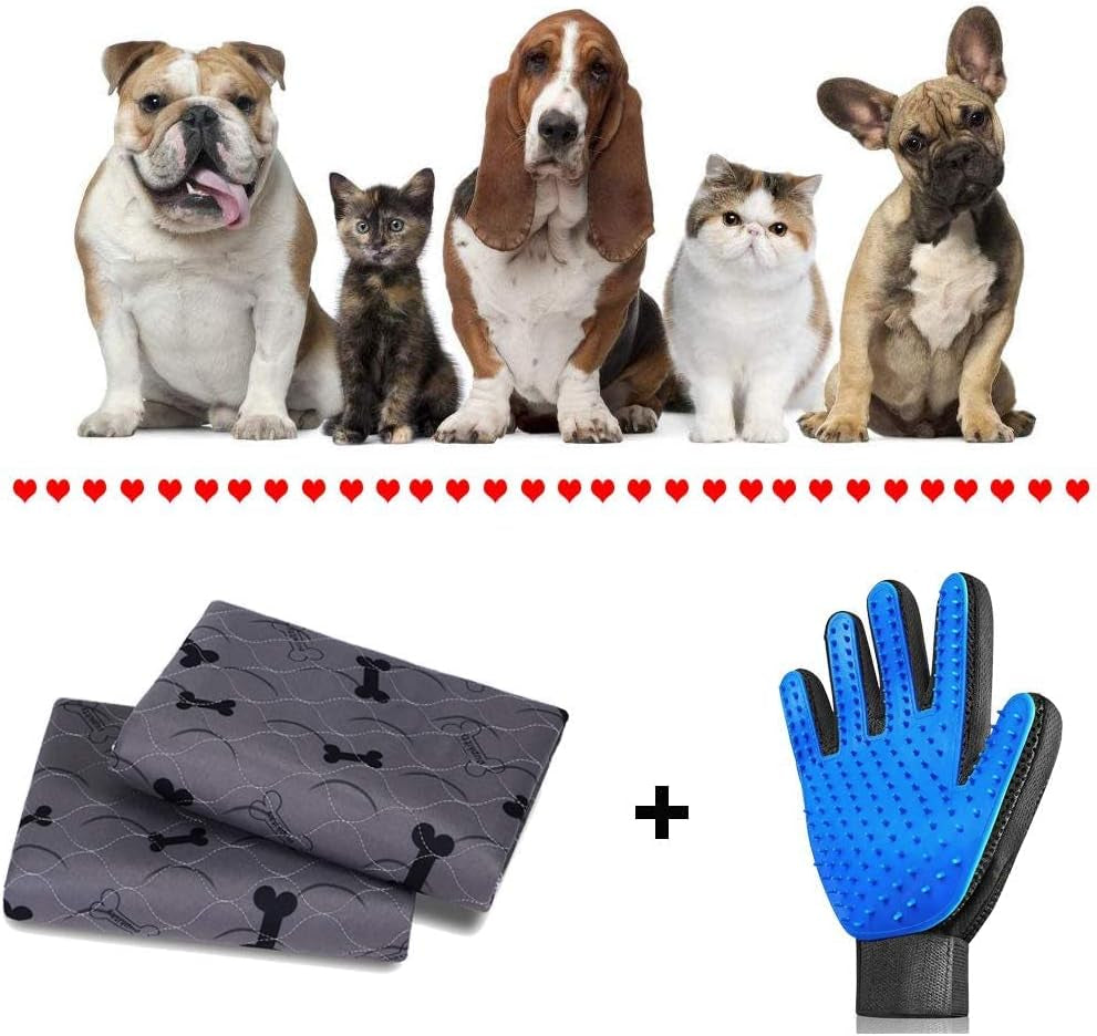 Ultimate Washable Dog Pee Pads with Free Grooming Gloves - Non-Slip, Super Absorbent, and Reusable for Training and Whelping