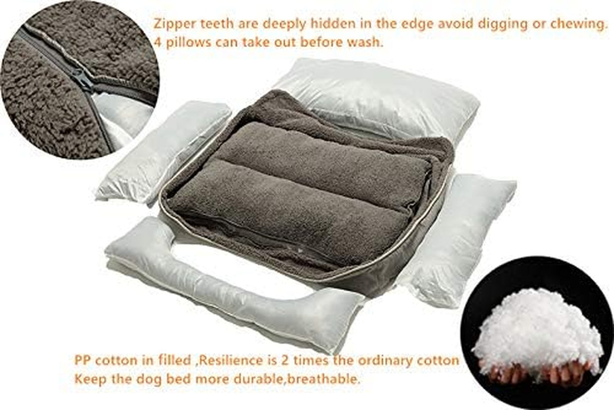 Cozy and Stylish Rectangle Dog Bed for All Breeds - Washable, Anti-Slip, Perfect for Small, Medium, and Large Dogs (Medium, Grey)